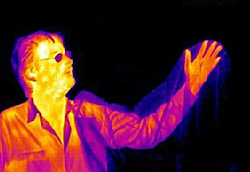 human seen in infrared photo